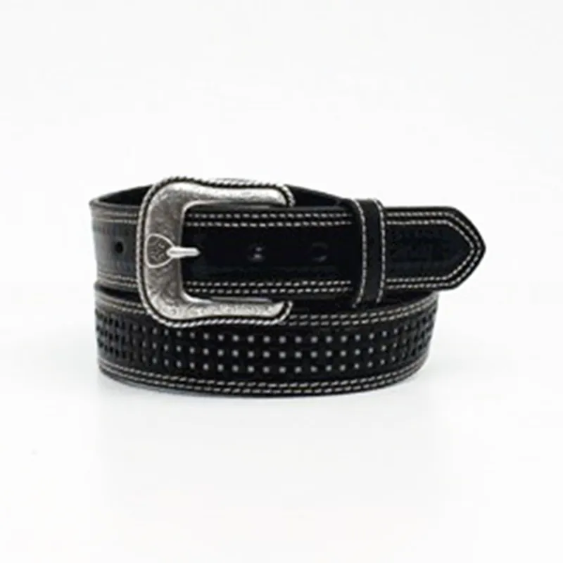 Ariat Men's Black Pierced Basket Weave Belt made by Ariat