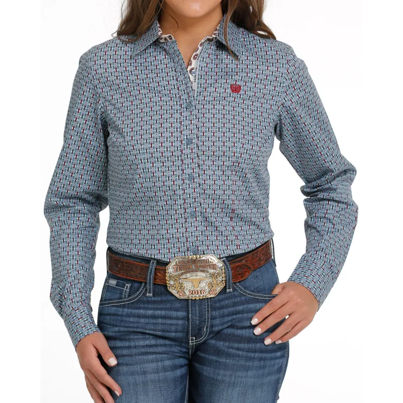 Cinch Women's "Briella" Blue Print Shirt made by Cinch