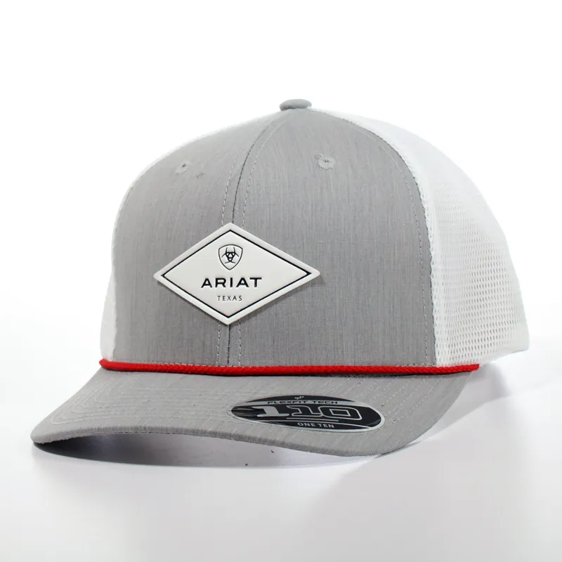 Ariat Grey & Red & White Diamond Cap made by Ariat