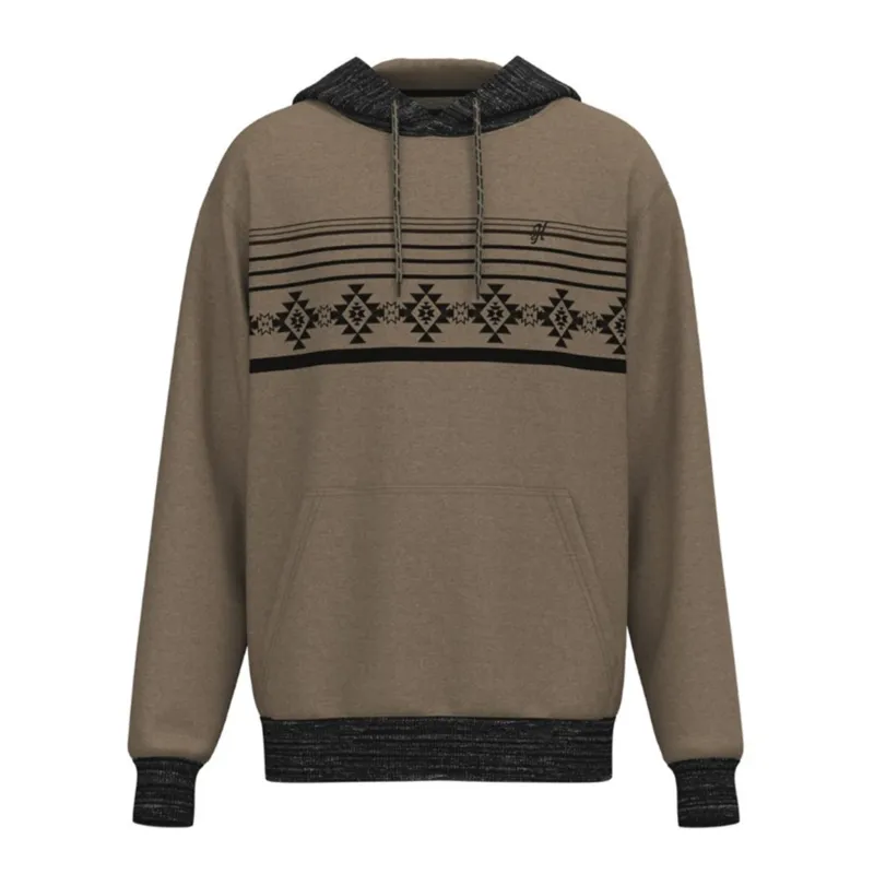 Hooey Men's Taos Tan Black Pattern Hoodie made by Western Edge
