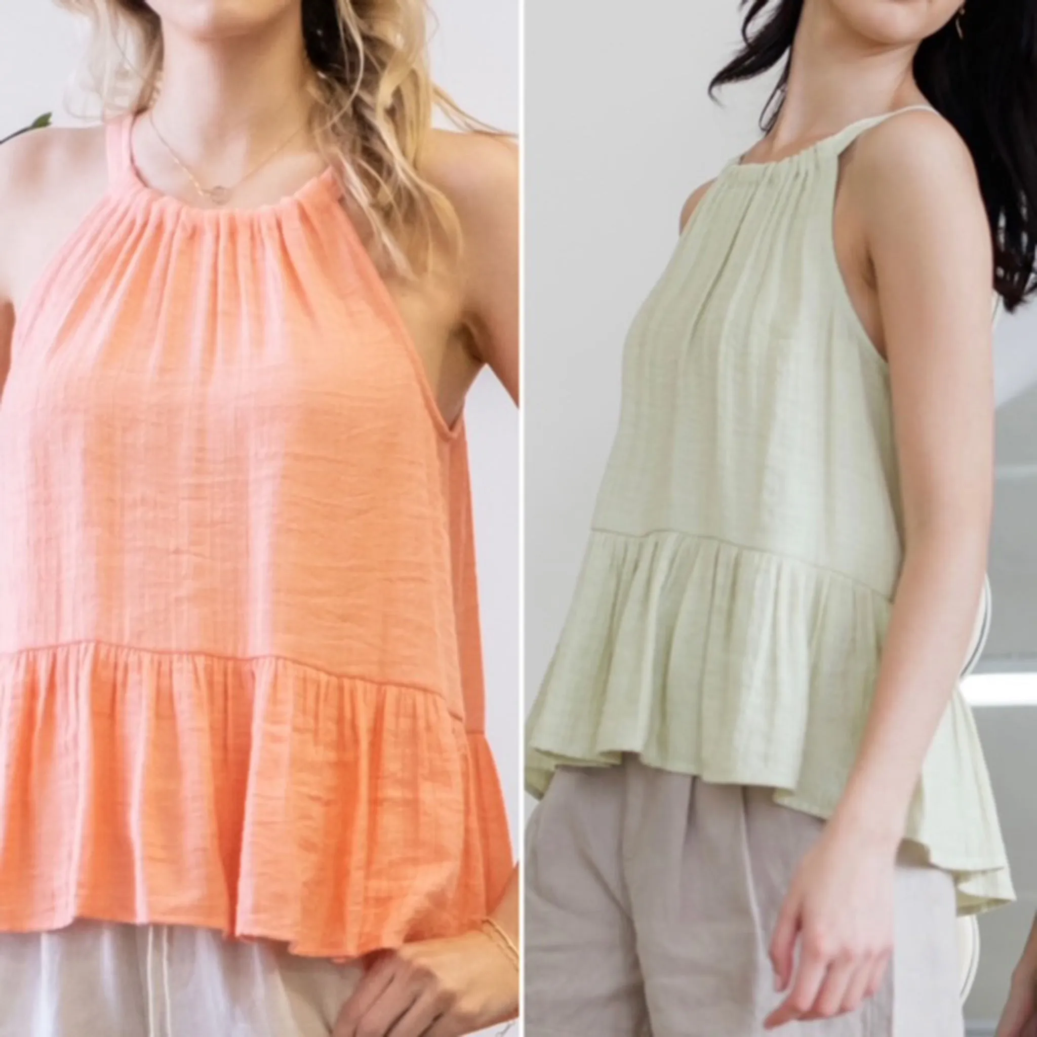 Solid Pleated Tie Tank sold by Western Edge