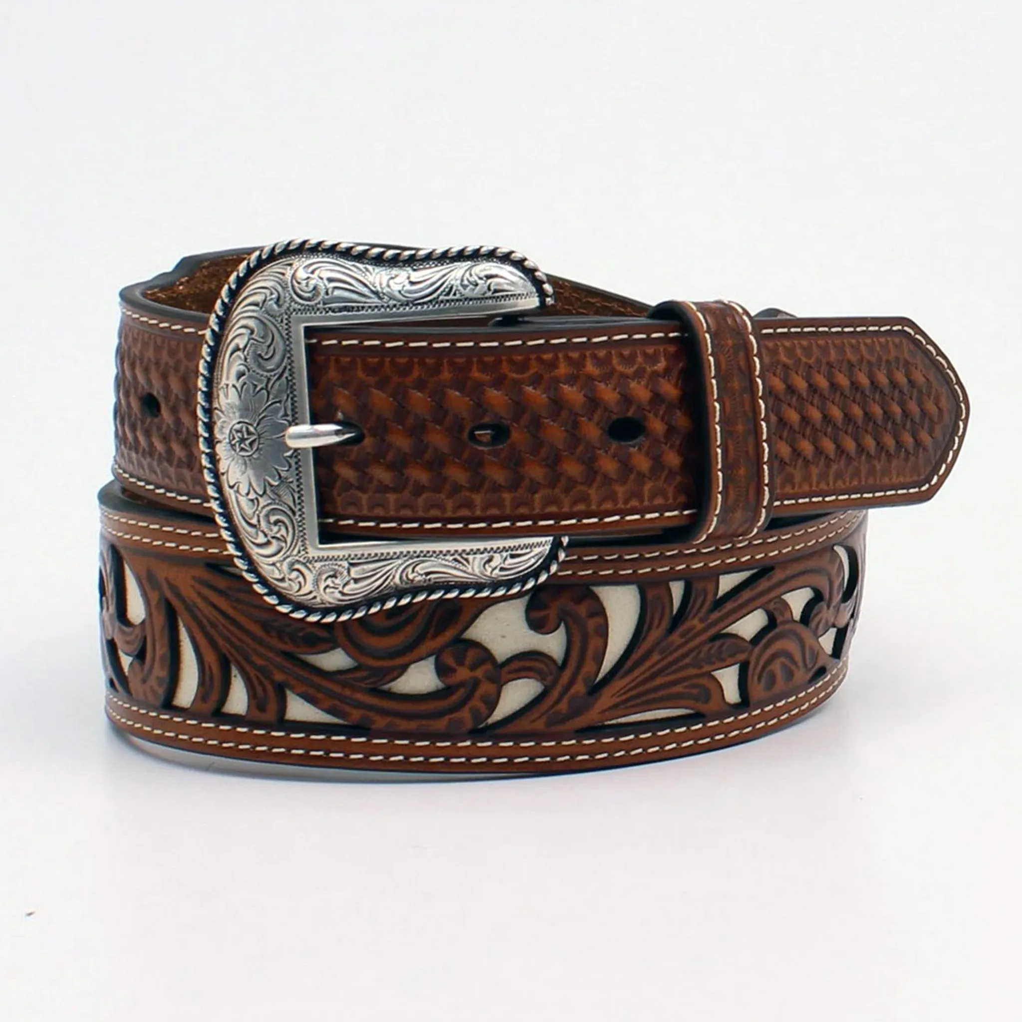 Nocona Men's Brown and Ivory Belt sold by Western Edge