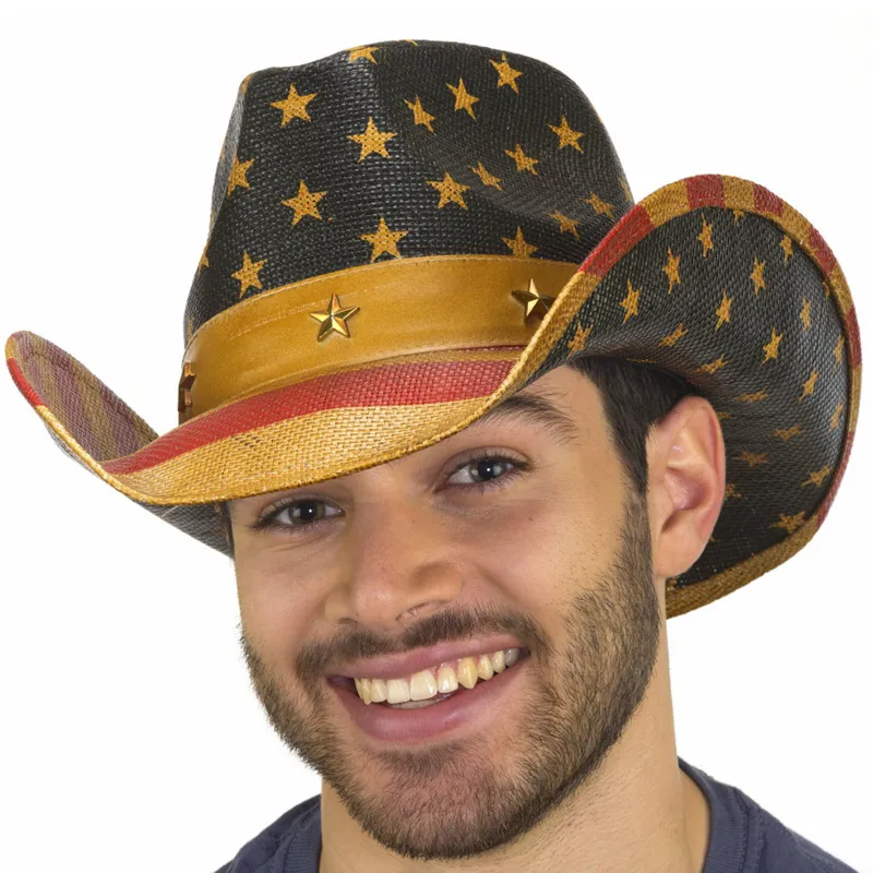 Stars & Stripes Toyo Straw Hat made by Western Edge