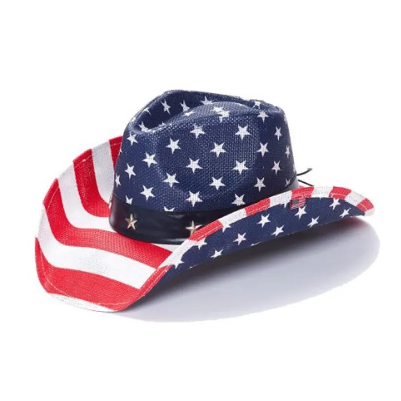American Flag Toyo Straw Hat made by Western Edge