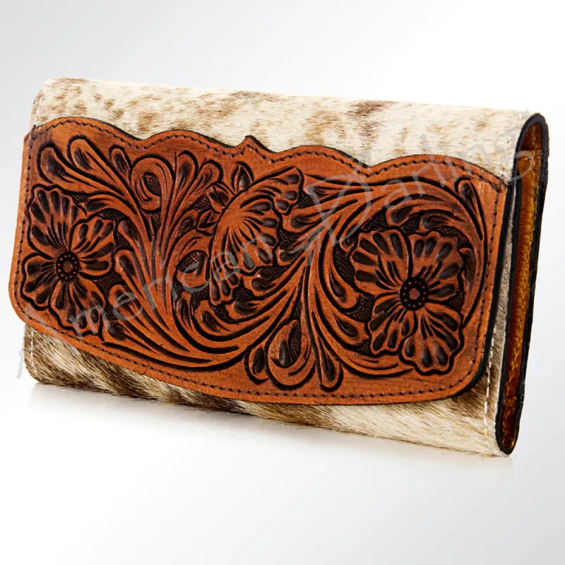 American Darling Hide Tooled Flap Wallet made by Western Edge