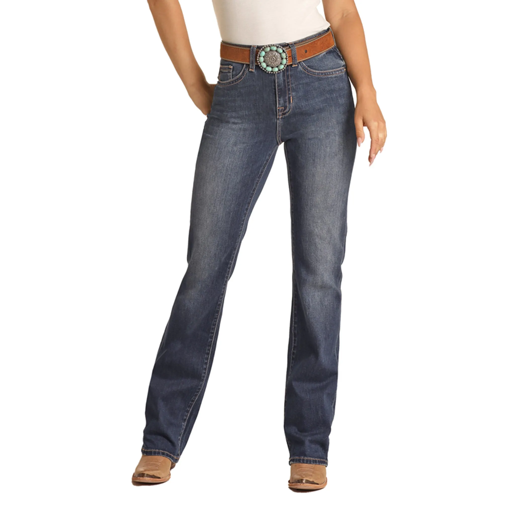 Dark Vintage High Rise Jean sold by Western Edge
