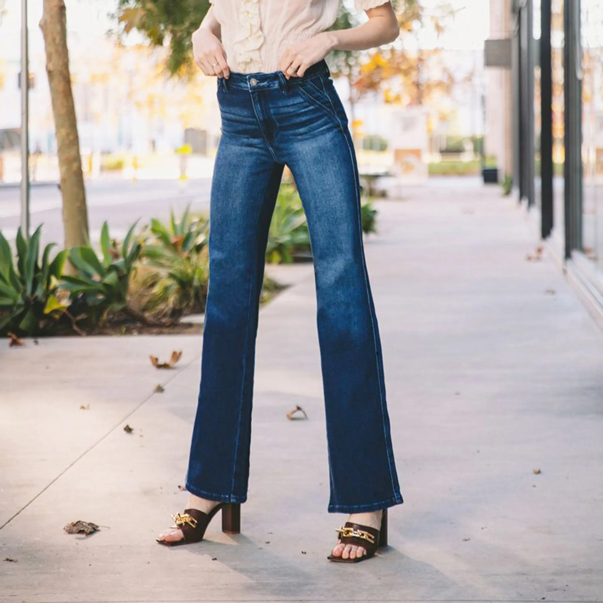 Kancan Dark Ultra High Slim Flare Jeans sold by Western Edge