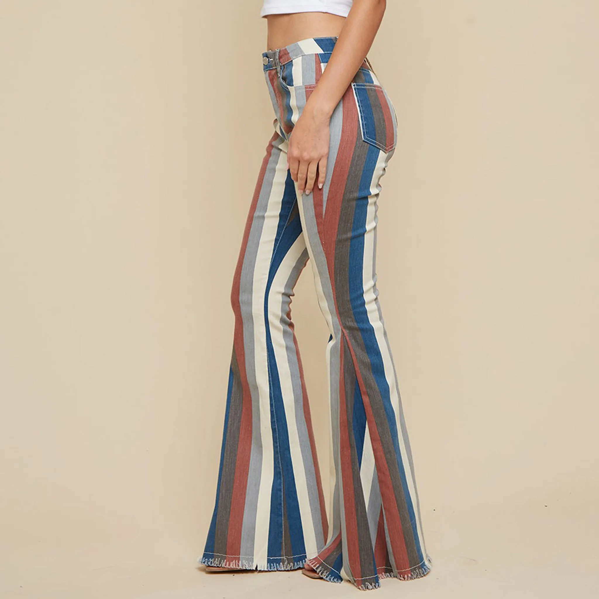 Blue Multi Striped Flare Jeans sold by Western Edge product image thumbnail 2