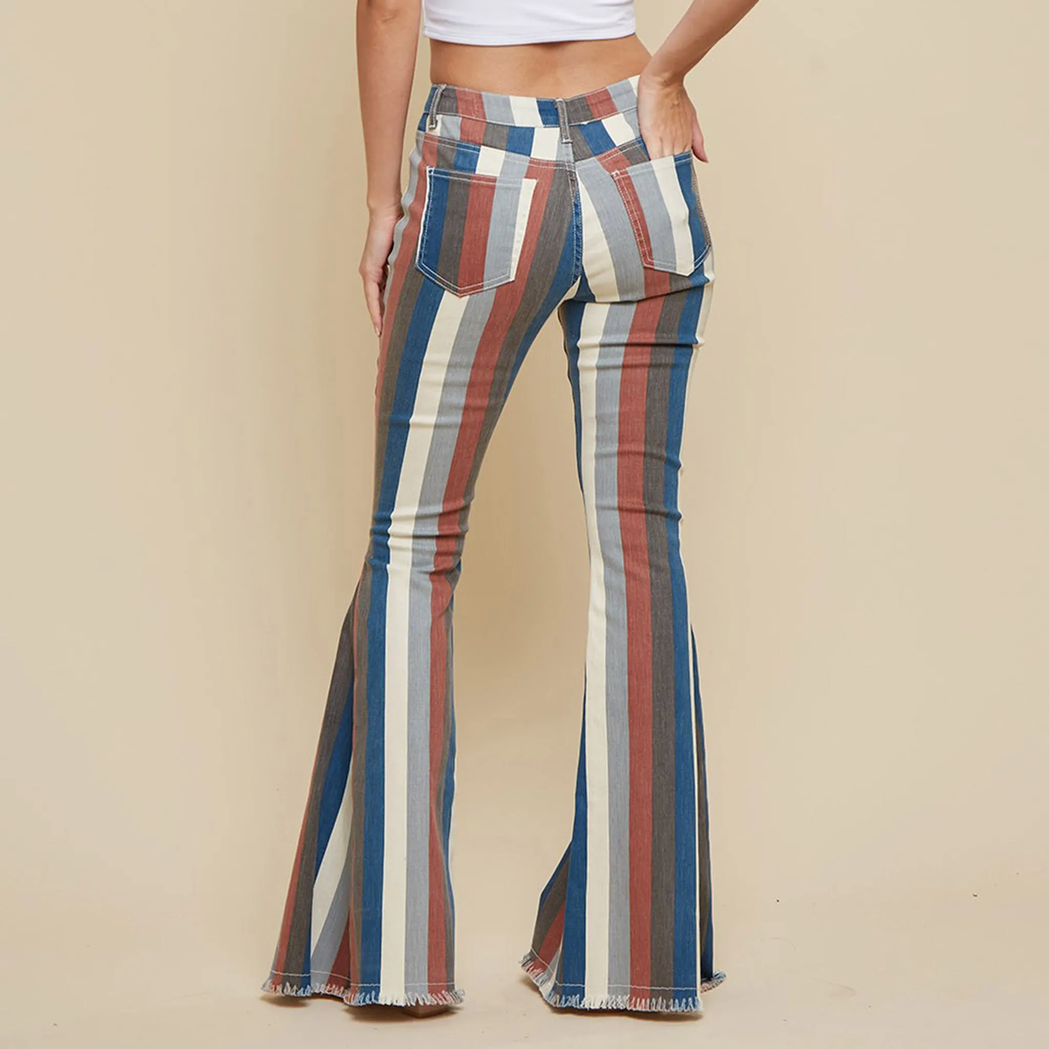 Blue Multi Striped Flare Jeans sold by Western Edge product image thumbnail 3