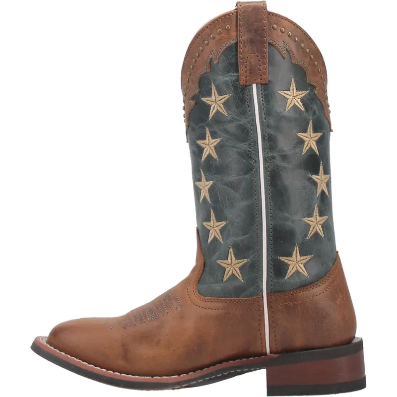 Dan Post Brown & Blue "Early Stars" Square Toe made by Dan Post