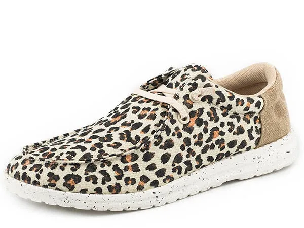 Roper Women's "Hang Loose" Tan Leopard Moc sold by Western Edge
