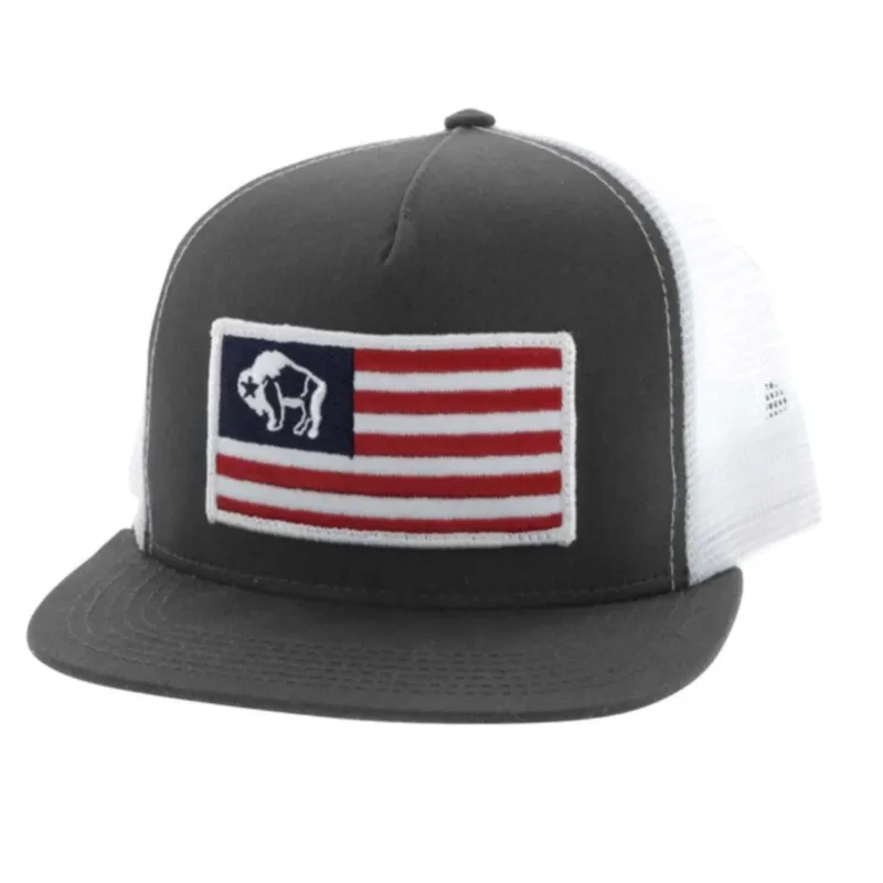 Hooey American Grey & White Trucker Cap made by Western Edge