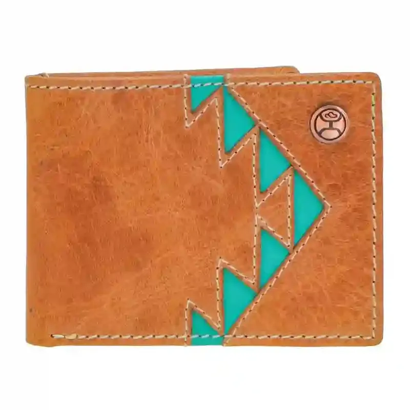 Hooey Aztec Turquoise Inlay BiFold Wallet made by Western Edge