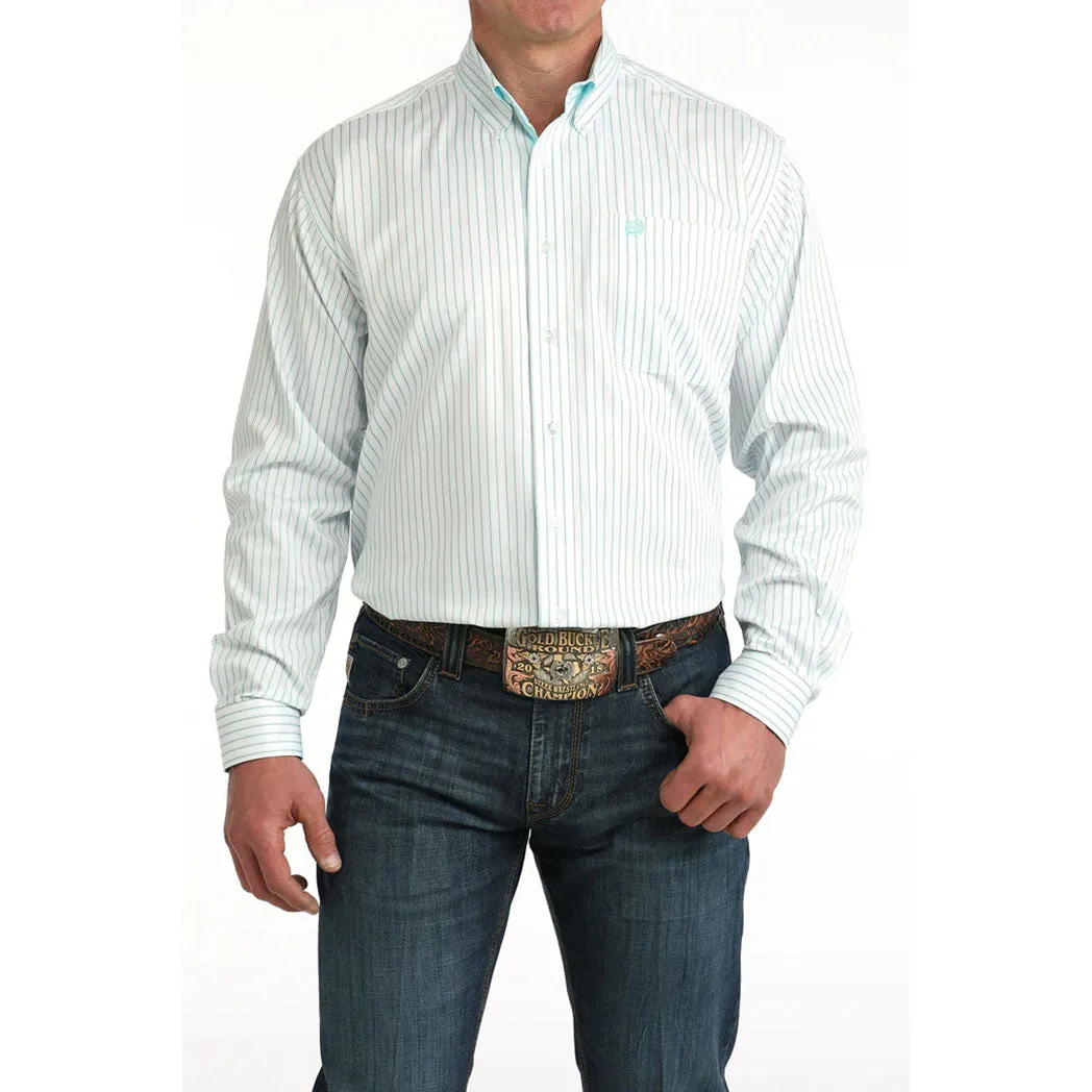 Cinch Men's White Pinstriped Long Sleeve Shirt sold by Western Edge
