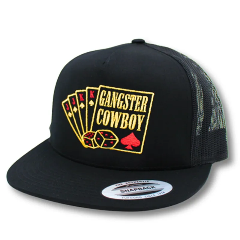 Gangster Cowboy Black/Gold and Red The Spade Cap made by Western Edge
