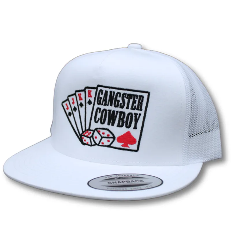 Gangster Cowboy White/Black and Red The Spade Cap made by Western Edge