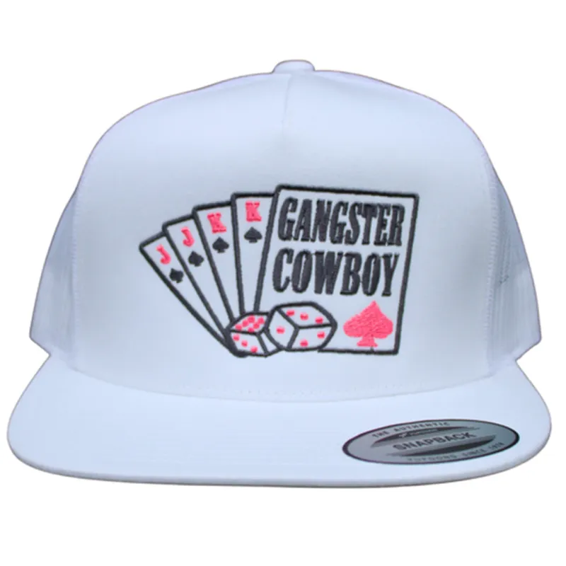 Gangster Cowboy White/Pink and Grey The Spade Cap made by Western Edge