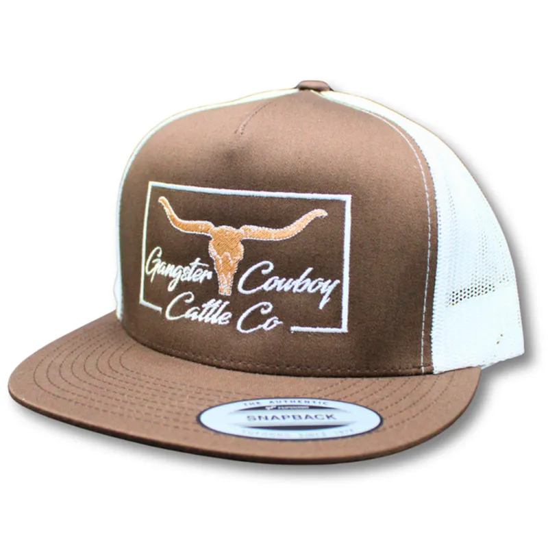 Gangster Cowboy Brown and White Cattle Co. Cap made by Western Edge