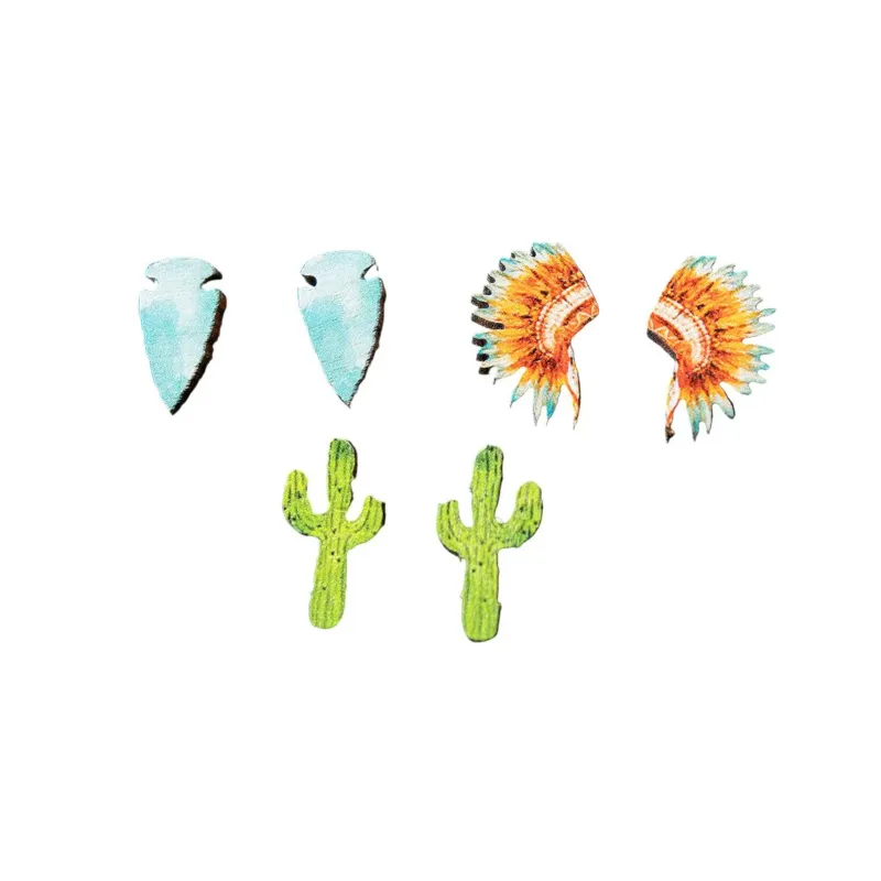 3-Piece Colored Wood Earrings made by Western Edge