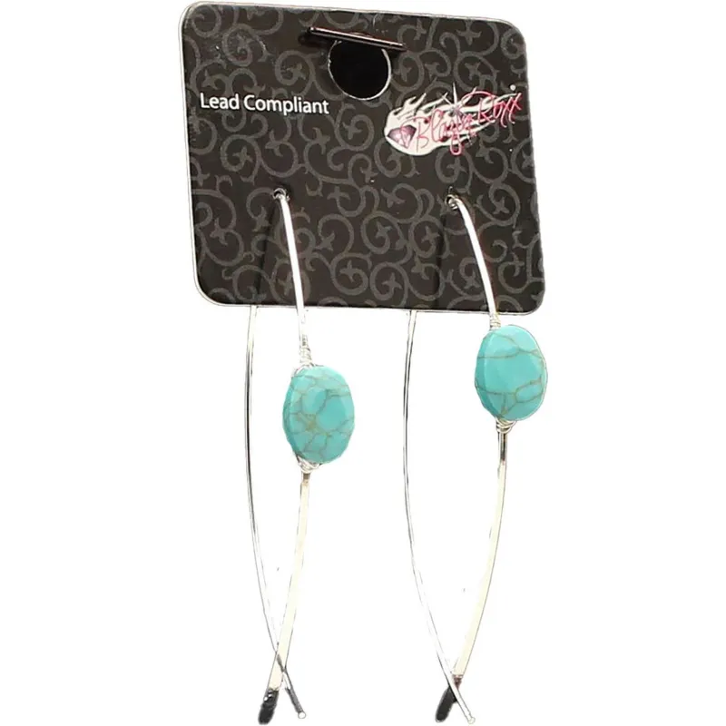 Silver Thread & Turquoise Stone Earrings made by Western Edge
