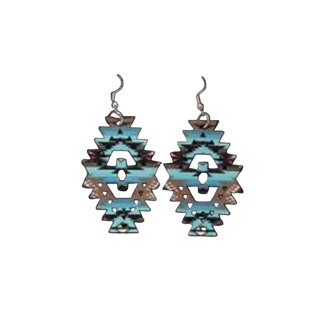 Blue & Brown Aztec Earrings sold by Western Edge