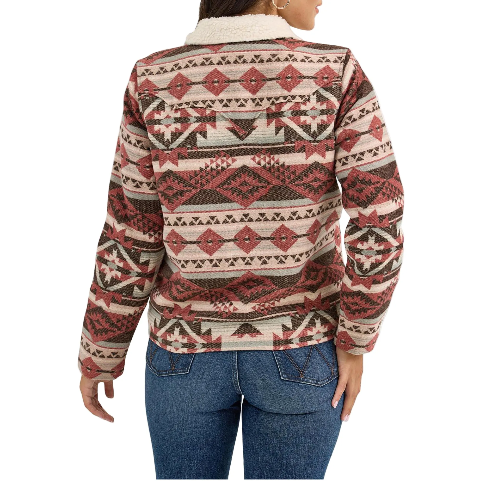 Wrangler Sherpa Lined Pink Jacquard Jacket sold by Western Edge product image thumbnail 2