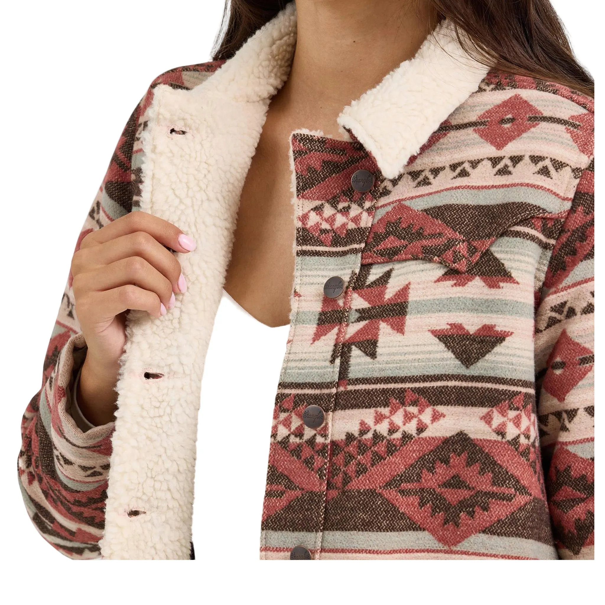 Wrangler Sherpa Lined Pink Jacquard Jacket sold by Western Edge product image thumbnail 3