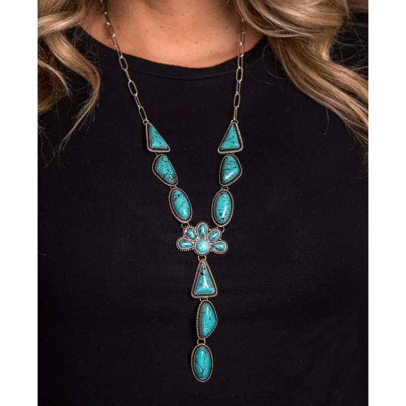 Faux Turquoise Lariat Necklace made by Western Edge