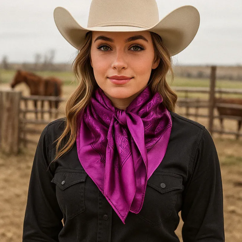 Purple Jacquard Wild Rag made by Western Edge