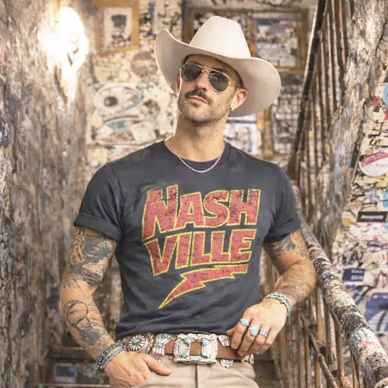 Vintage Charcoal Nashville Tee made by Western Edge