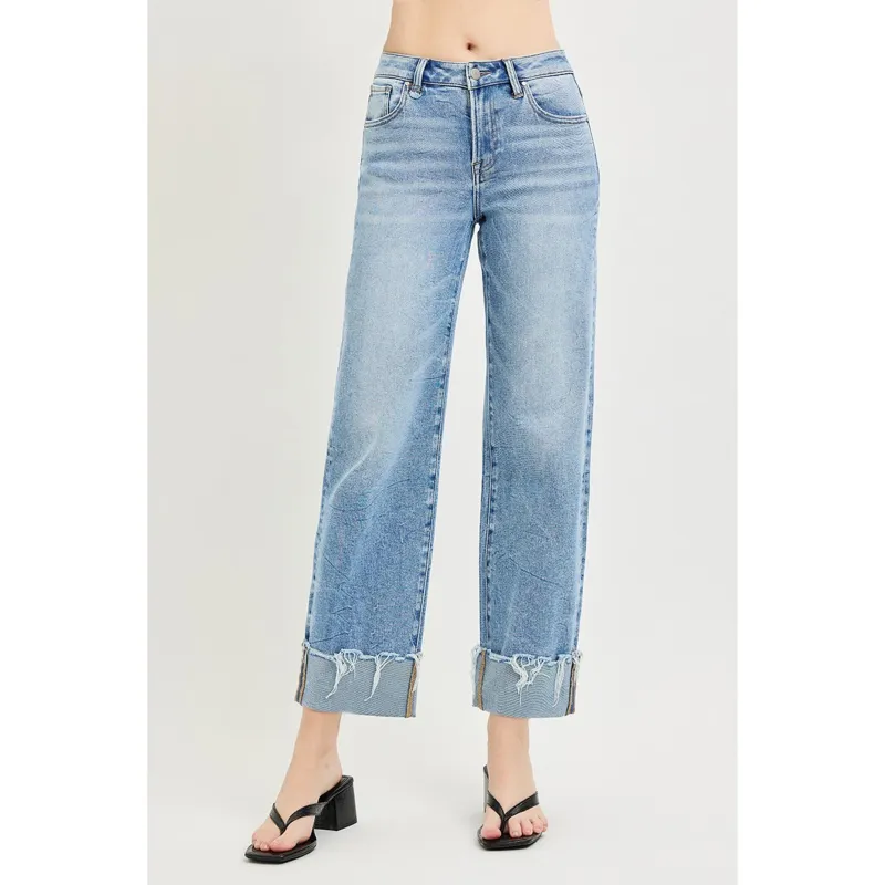 Light High Rise Crop Cuff Jean made by Risen