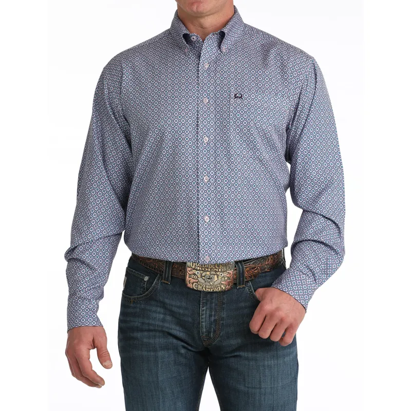 Cinch Arena Flex Lilac Geo Print Long Sleeve Shirt made by Cinch
