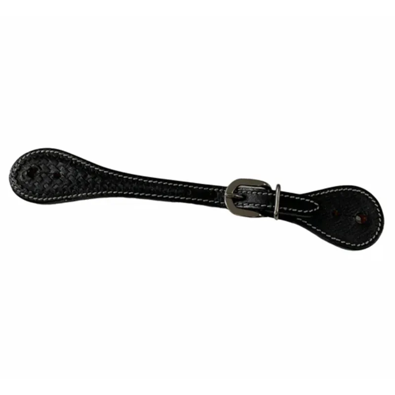 Black Basket Tooled Spur Straps made by Western Edge