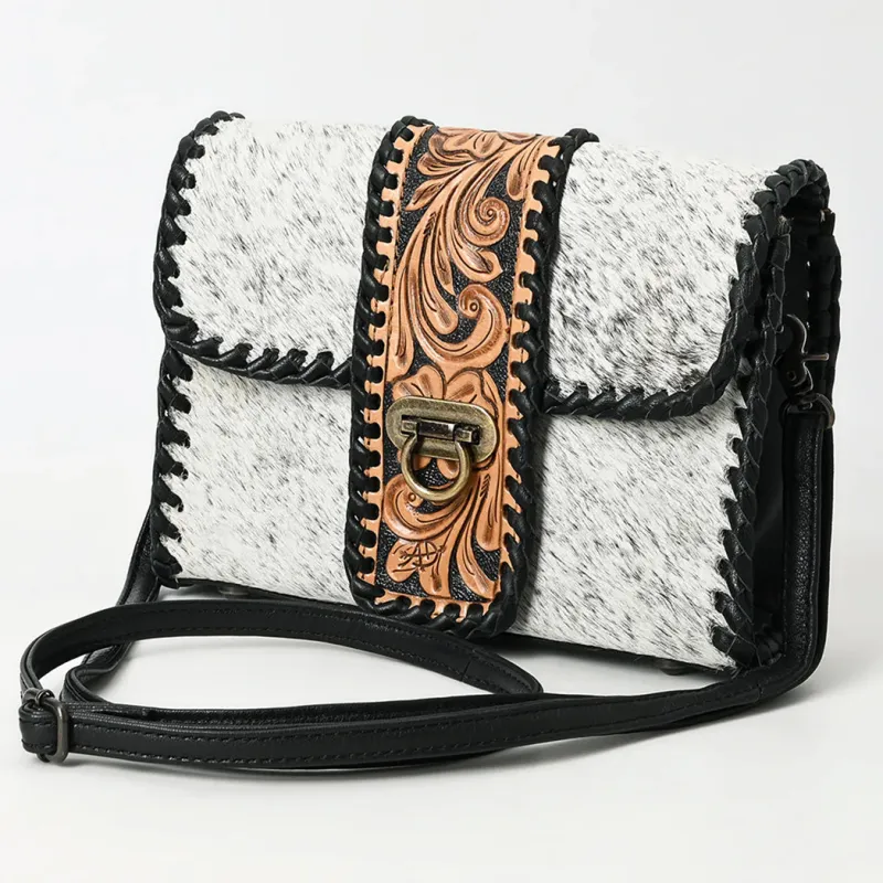 American Darling Cowhide/Tooled Crossbody Purse made by Western Edge