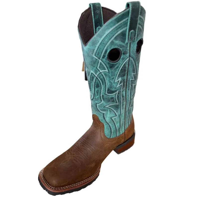 Laredo Men's Brown & Turquoise Clarkston Square Toe Boots made by Dan Post