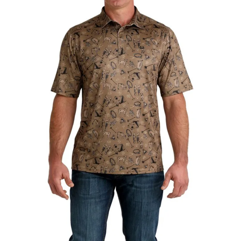 Cinch Men's Brown Western Print Polo made by Cinch