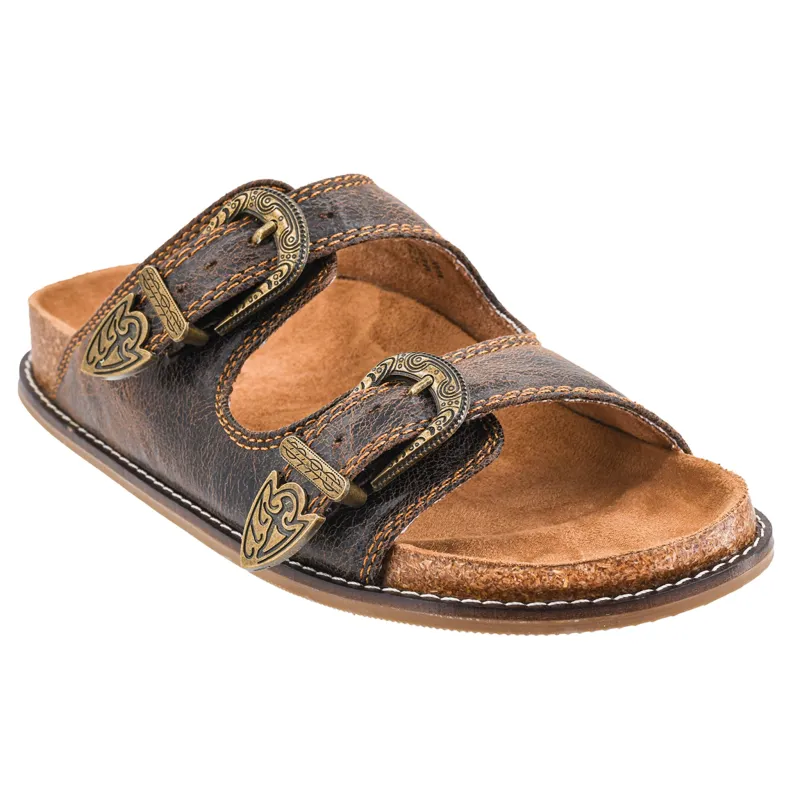 Corkys Espresso Crinkle 2 Strap Buckle Sandals made by Western Edge