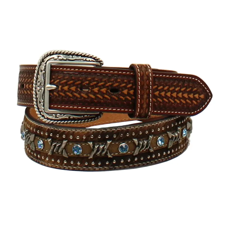 Ariat Calf Hair Barbwire Brown Belt made by Ariat