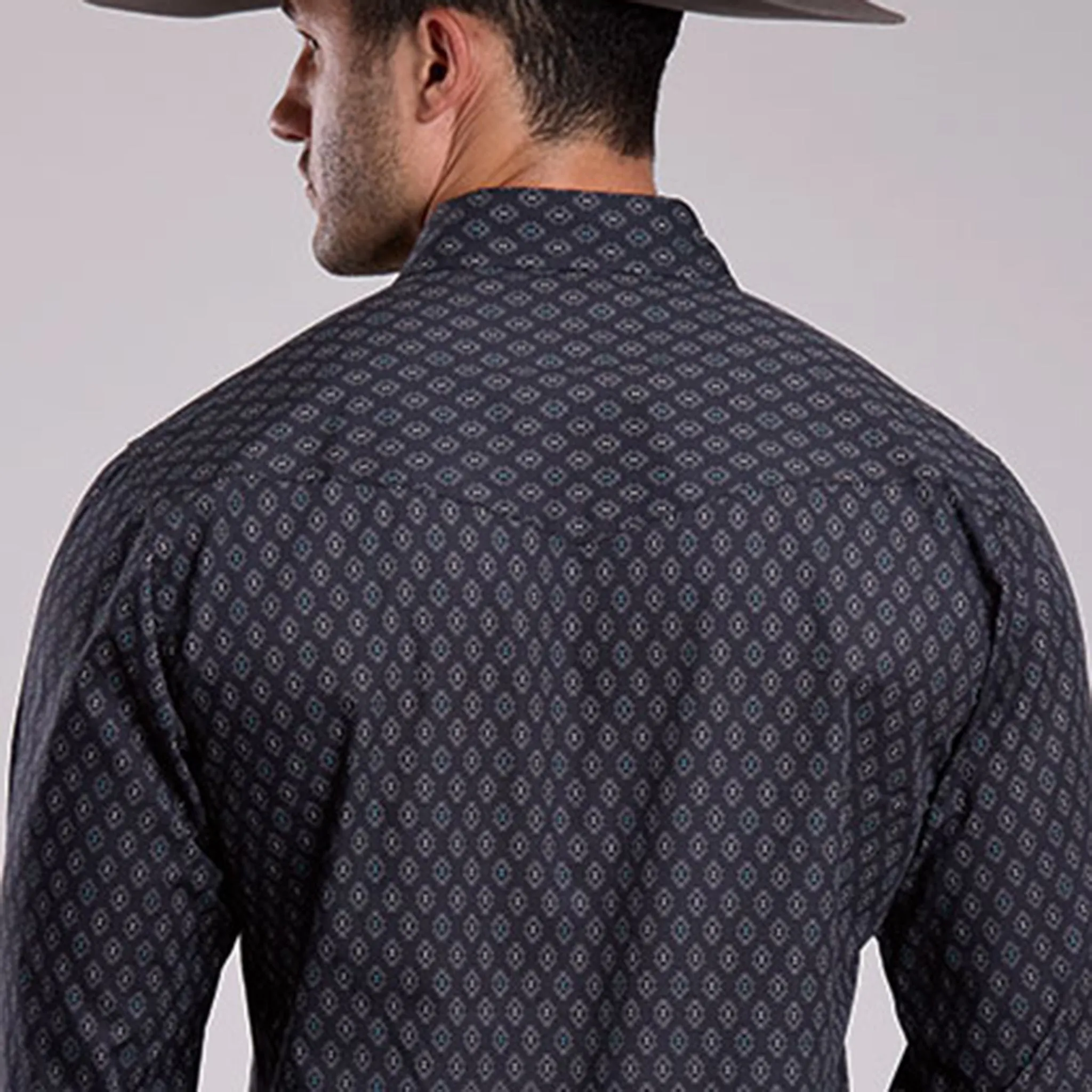 Roper Men's Dark Grey Diamond Print Long Sleeve Shirt sold by Western Edge product image thumbnail 2