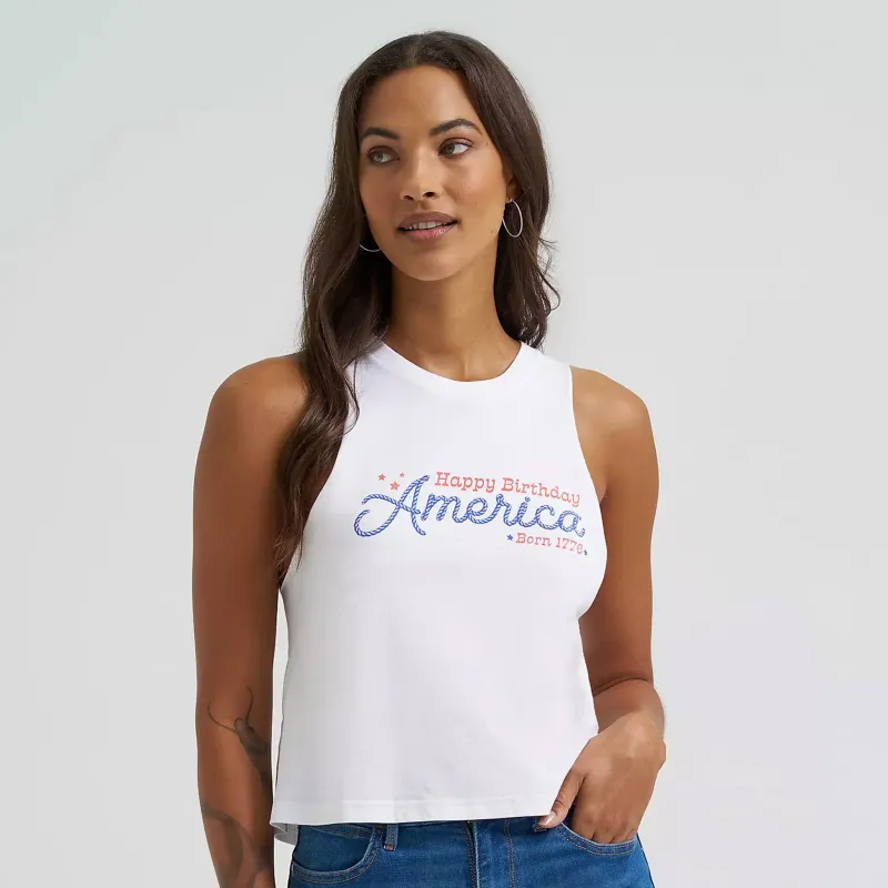 Wrangler Women's Happy Birthday America Tank Top made by Western Edge