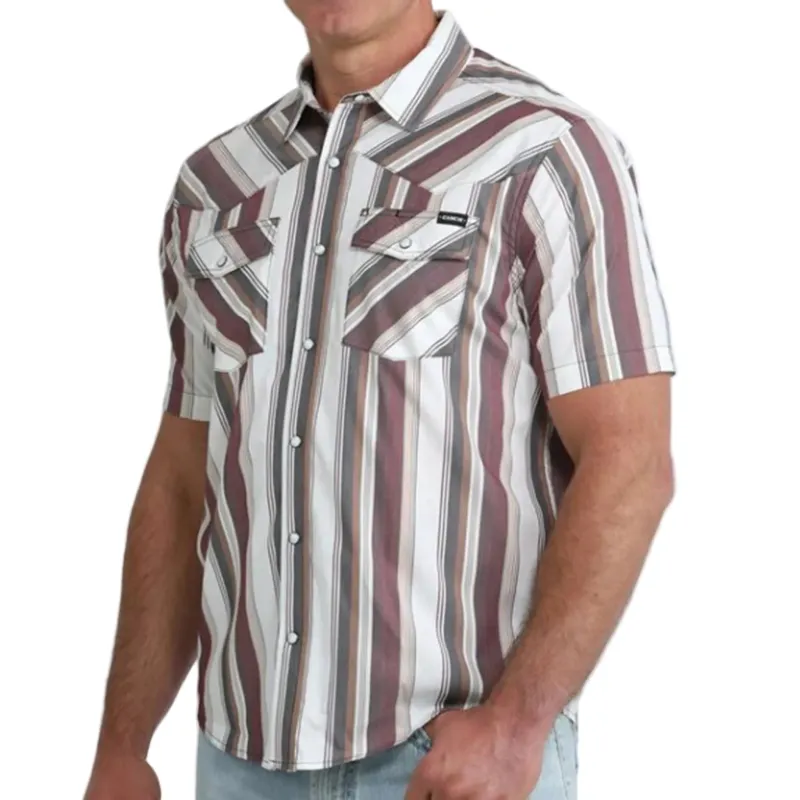 Cinch Men's Short Sleeve Stripe Shirt made by Cinch