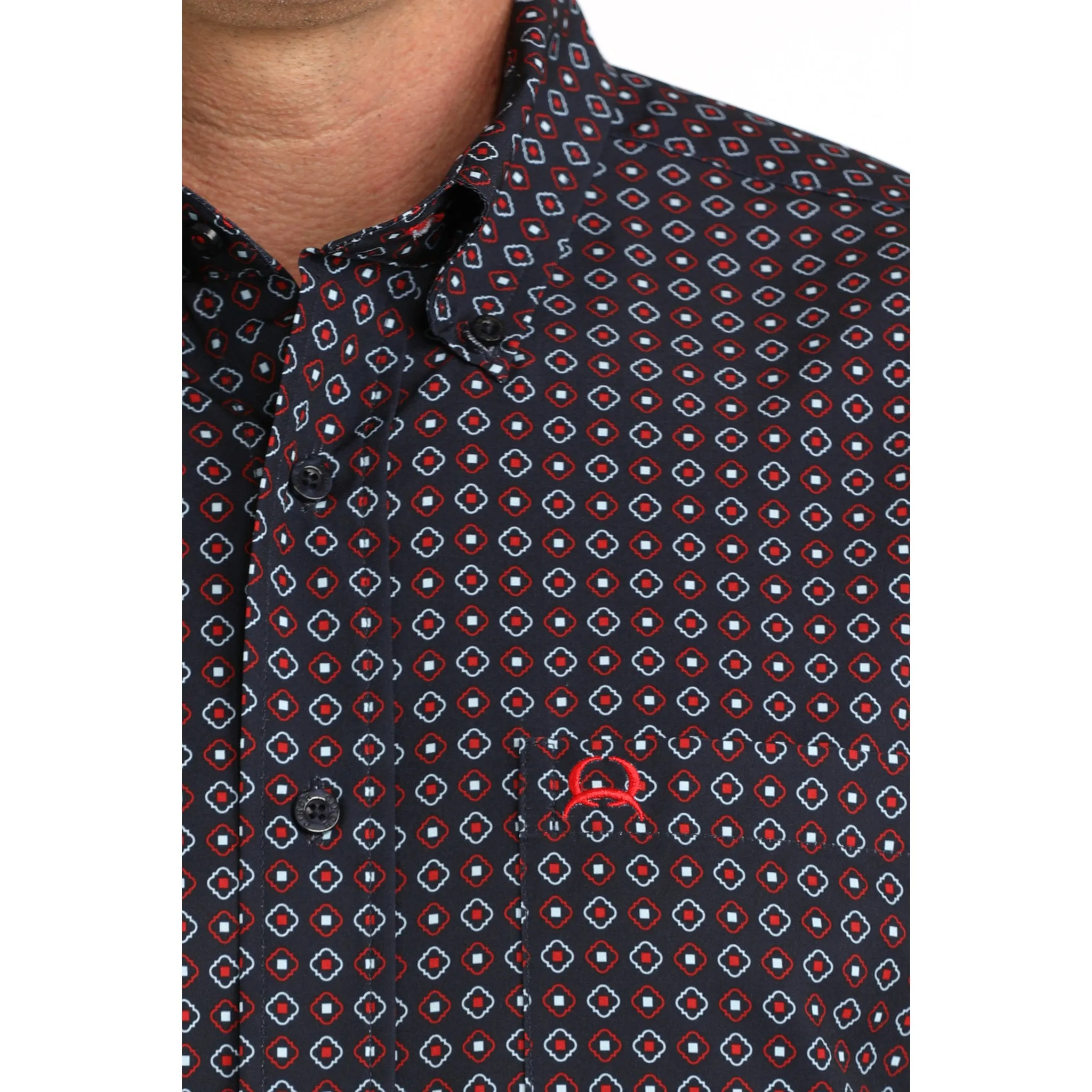 Cinch Arenaflex Navy Geoprint Short Sleeve Shirt sold by Western Edge product image thumbnail 4