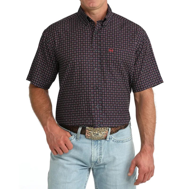 Cinch Arenaflex Navy Geoprint Short Sleeve Shirt made by Cinch