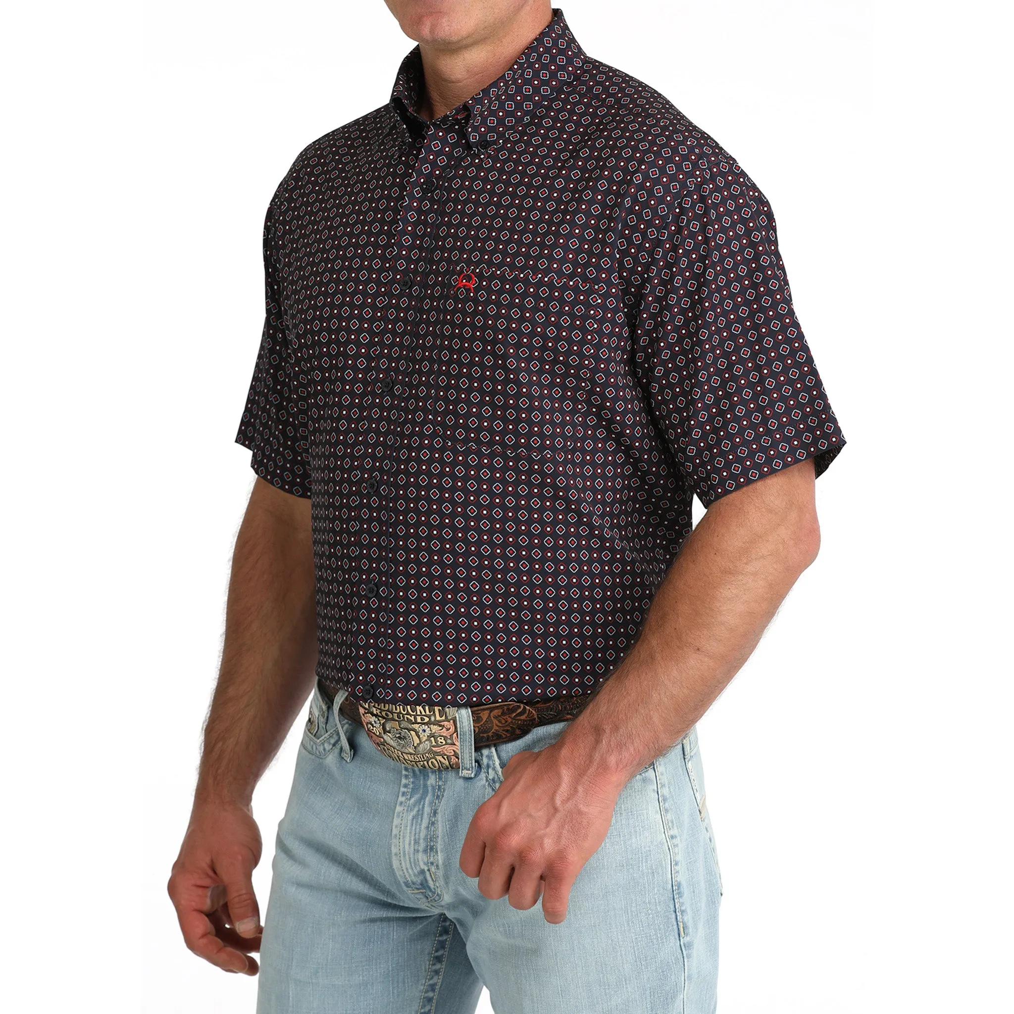 Cinch Arenaflex Navy Geoprint Short Sleeve Shirt sold by Western Edge product image thumbnail 2