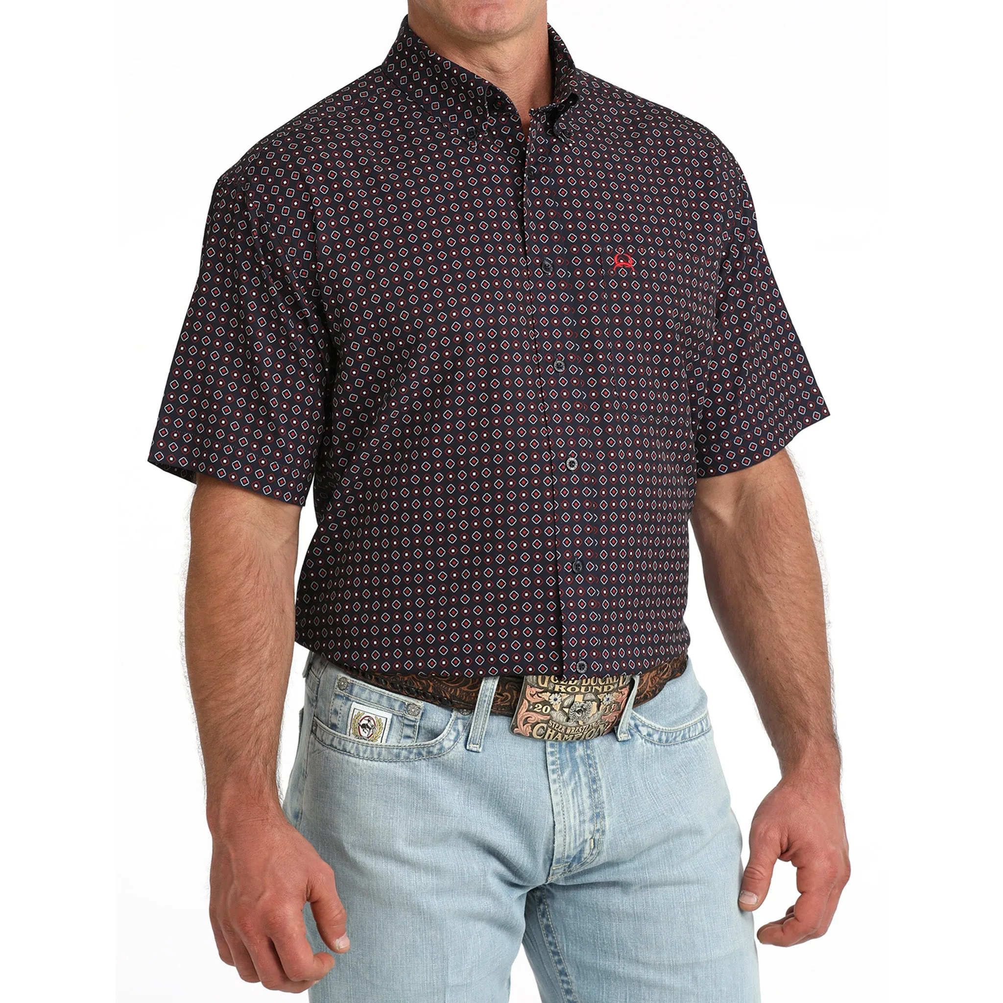 Cinch Arenaflex Navy Geoprint Short Sleeve Shirt sold by Western Edge product image thumbnail 3