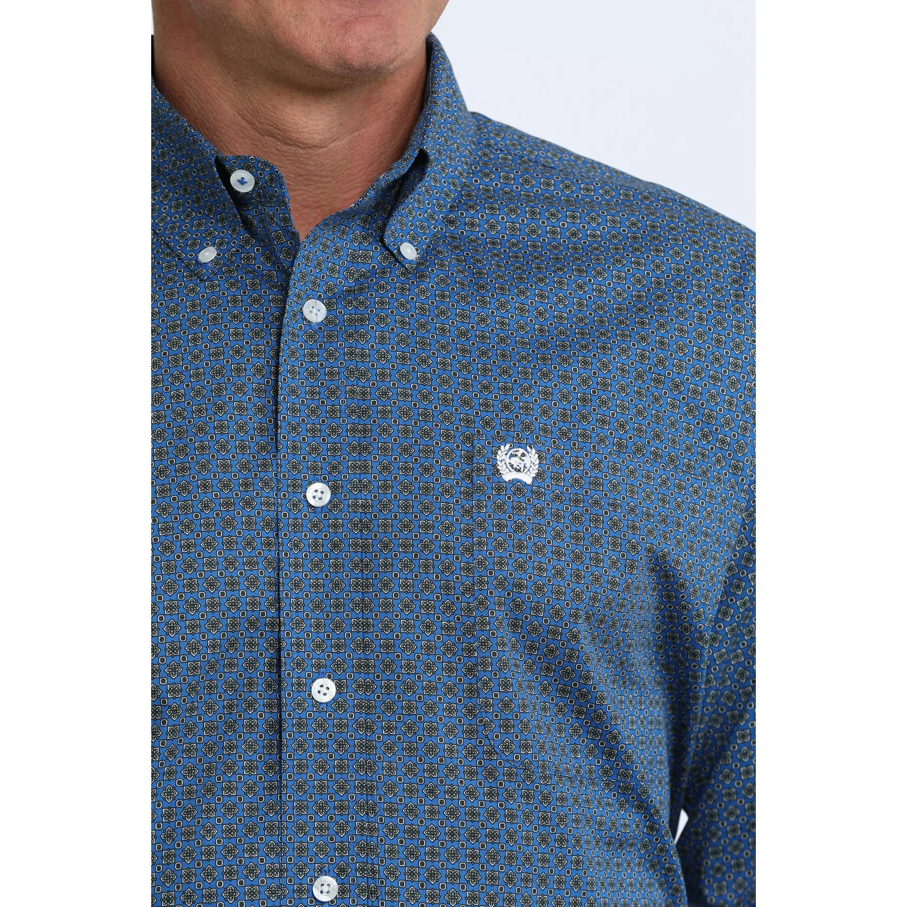 Cinch Men's Blue Geo Print Long Sleeve sold by Western Edge product image thumbnail 2