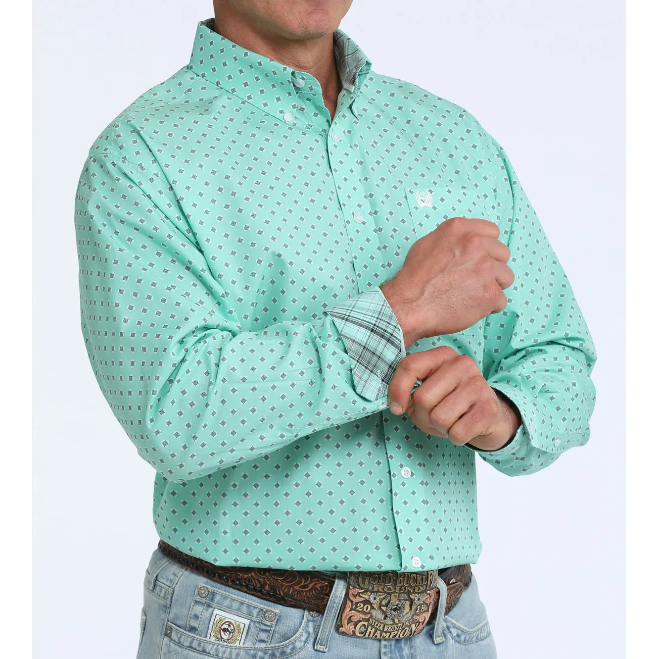 Cinch Men's Long Sleeve Turquoise Print Shirt sold by Western Edge product image thumbnail 2