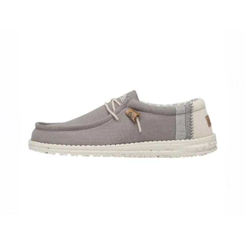 Hey Dude Men's Wally Linen Natural Grey Casual Shoe made by Hey Dude