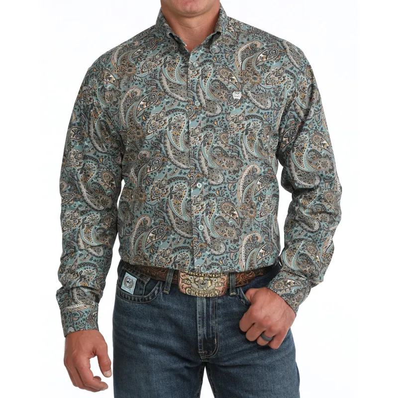 Cinch Men's Blue Paisley Shirt made by Cinch
