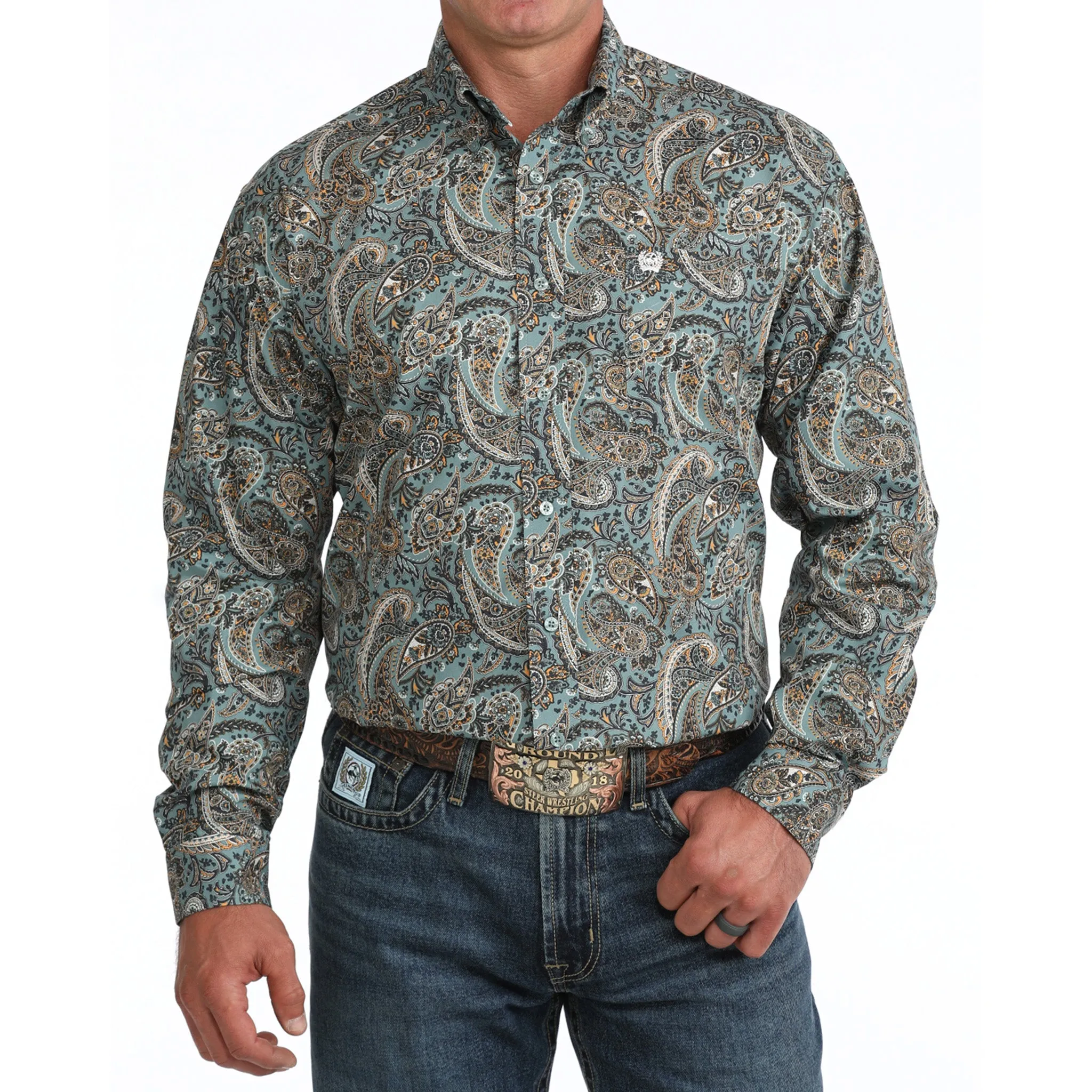 Cinch Men's Blue Paisley Shirt sold by Western Edge